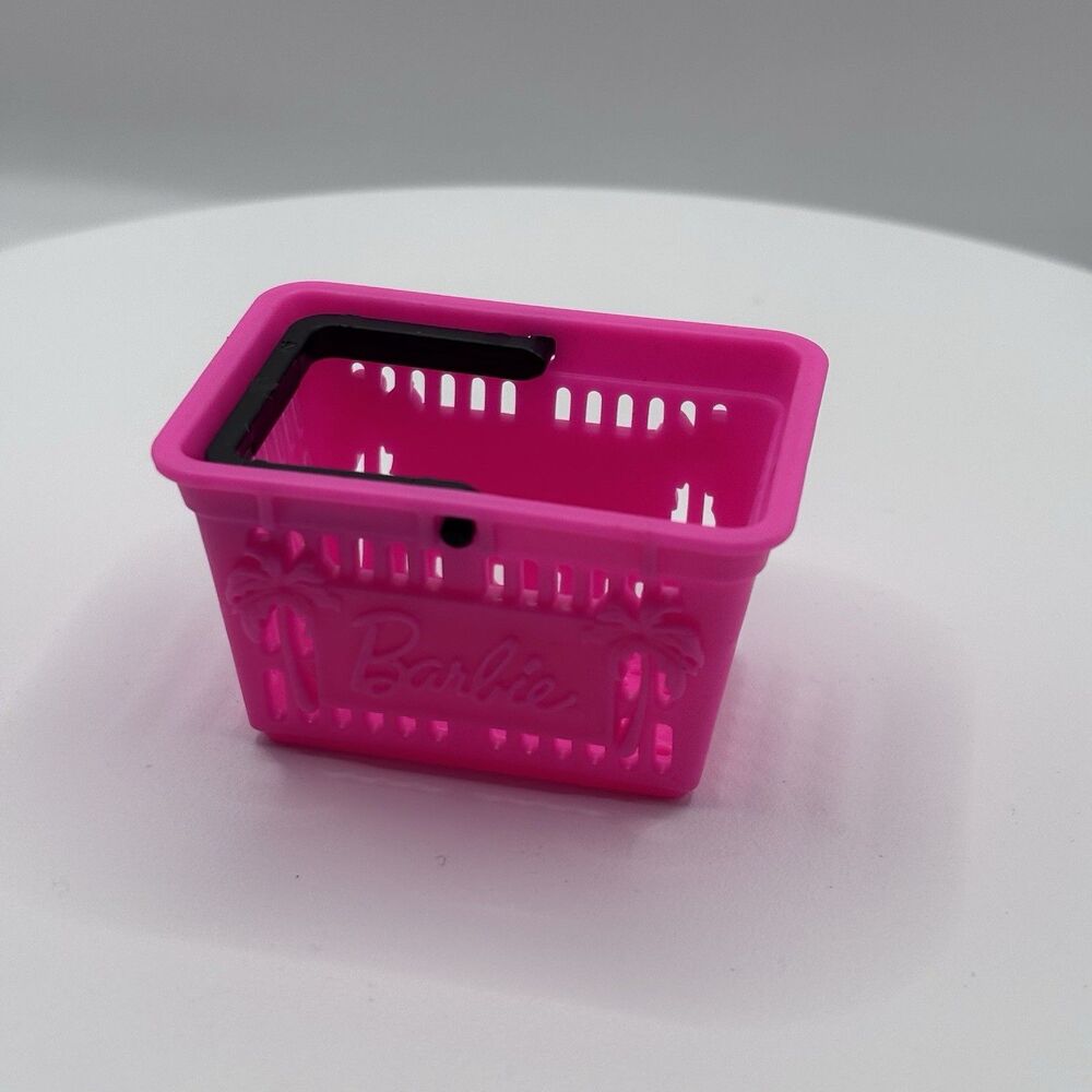 BARBIE Pink Shopping Grocery Basket w/ Handle Doll Grocery Store Accessory 2000s